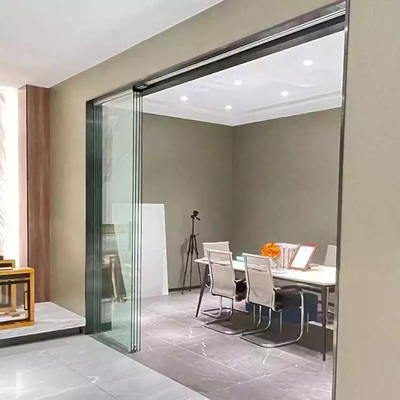 Interior Frameless Glass Sliding Door System Soft Closing Meeting Room Office Mall Frameless Glass Partition